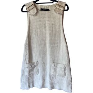 ZARA BASIC Sleeveless White Boucle‎ Jumper w/ Pockets Fully Lined small
